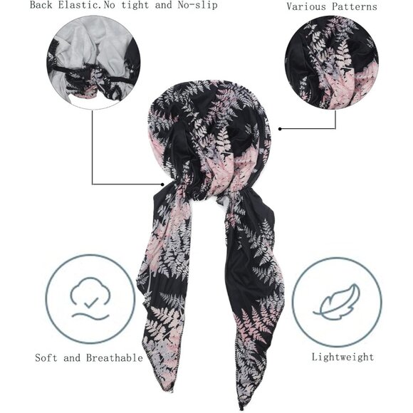 Chemo Headwear for Women Pre Tied Head Scarf Lightweight Turban Beanie Cap - Picture 5 of 6